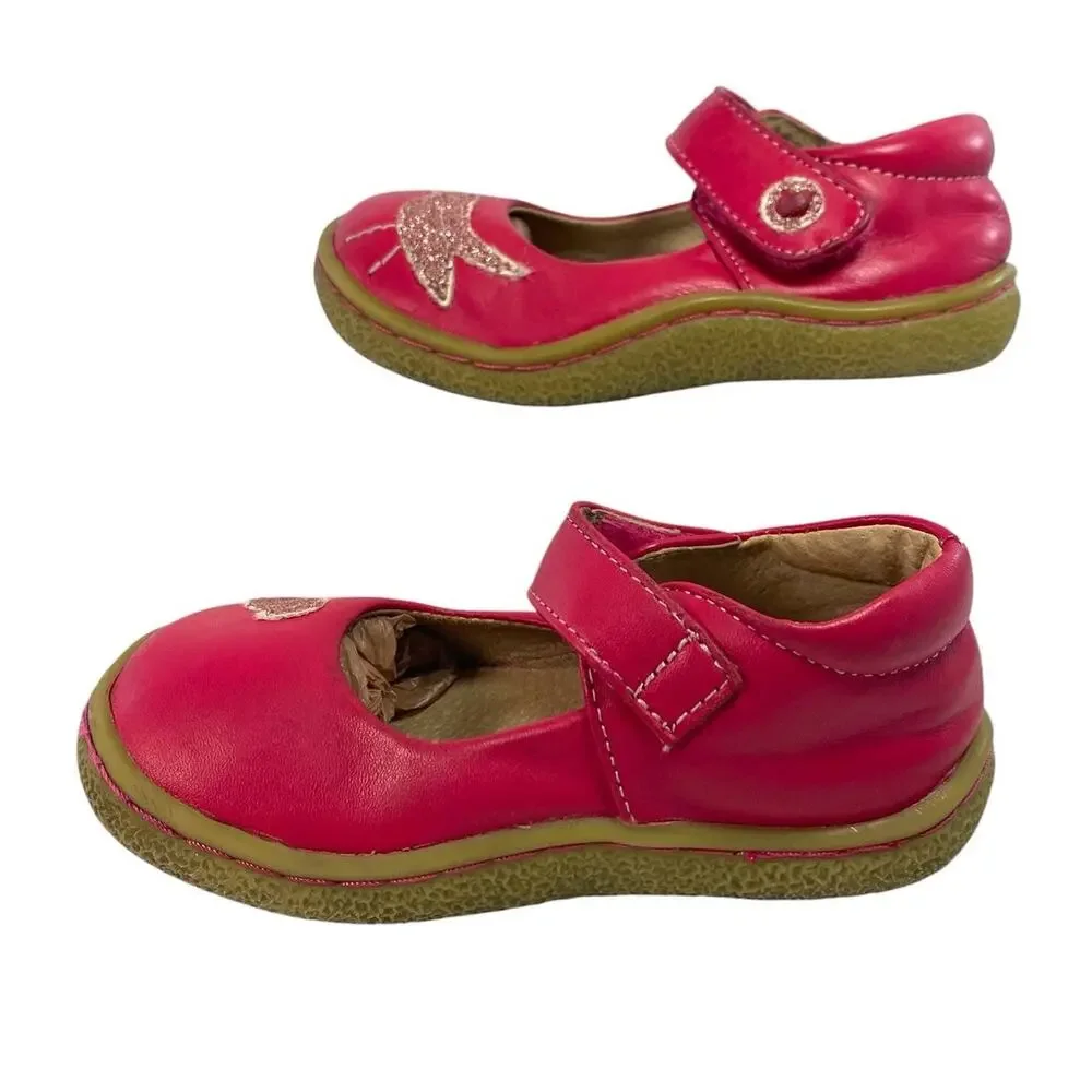 Livie & Luca Pio Pio Pink Leather Bird Mary Jane Shoes Toddler Girl Size 8